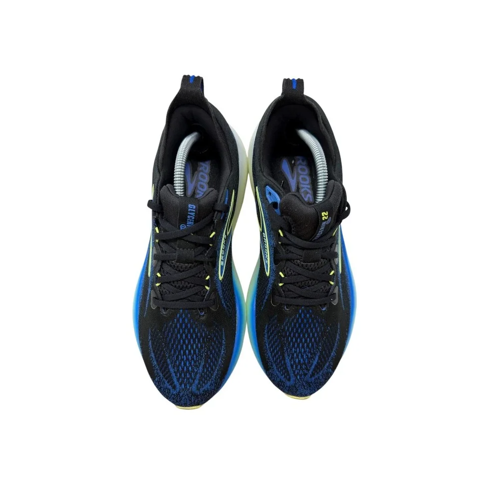 Brooks Glycerin Max Mens 10 Black Blue Yellow DNA Tuned Running Shoe 1104451D002